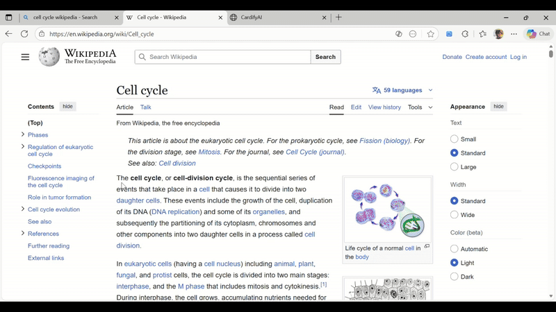 Highlighting, pasting, and generating flashcards in CardifyAI